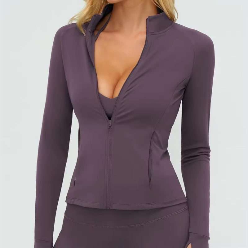 Custom Women Sports Jacket 2025 - Zip Sleeve Thumb Hole Yoga Top & Fitness Wear