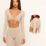 Custom V Neck OEM Yoga Top 2026: Quick Dry Long Sleeve Workout Top for Women