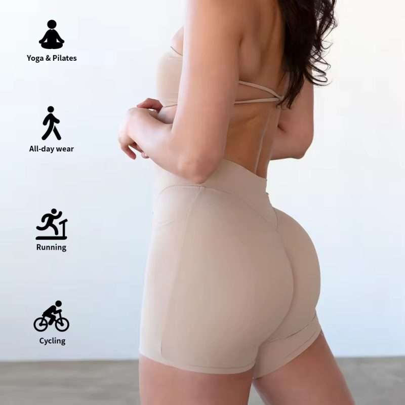 Custom Logo Nylon Shorts 2025: High V Waist, Butt Lifting & Pockets