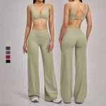 Custom Eco Friendly Yoga Set 2025: 4-Way Stretch Sports Bra & Flared Leggings