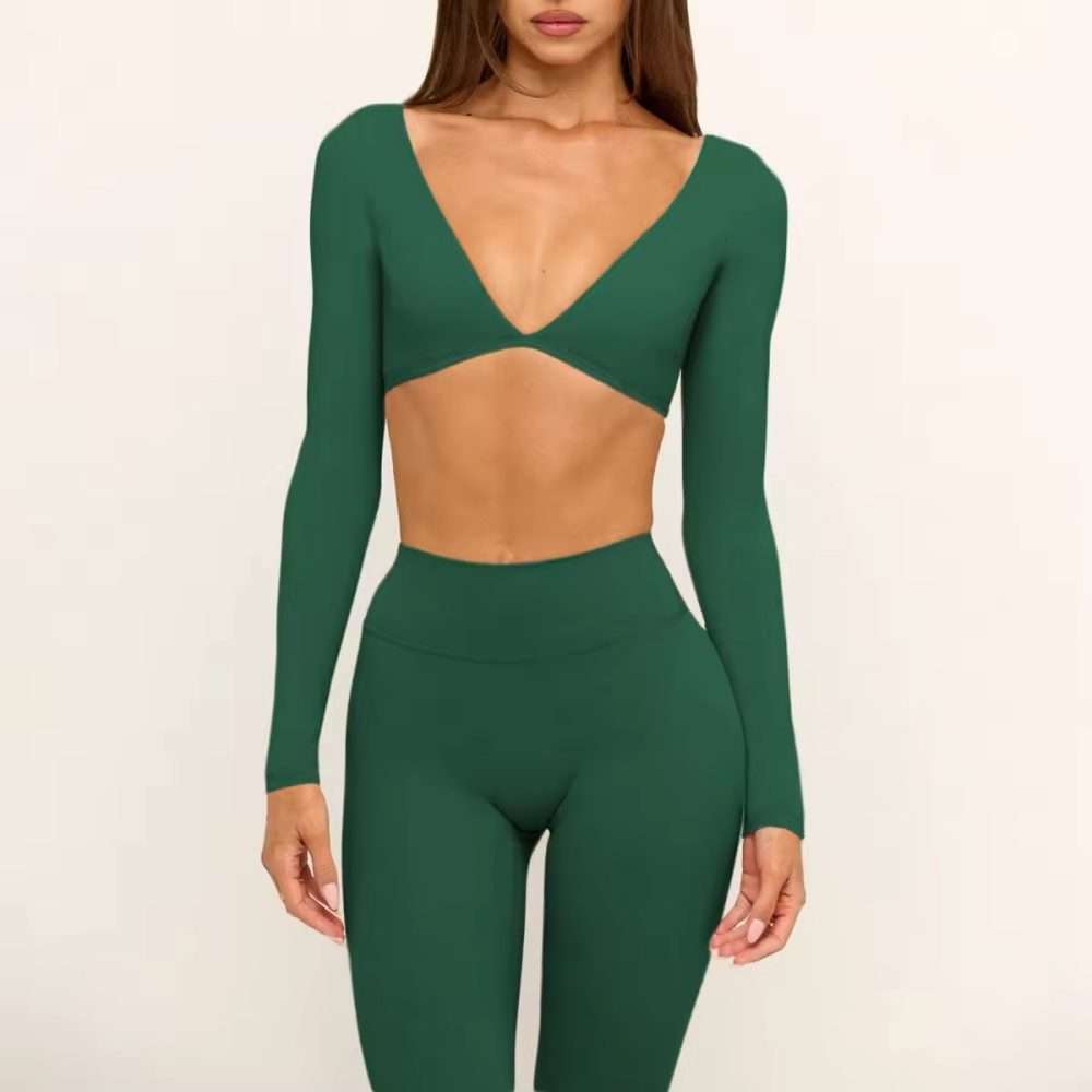 Custom V Neck OEM Yoga Top 2026: Quick Dry Long Sleeve Workout Top for Women