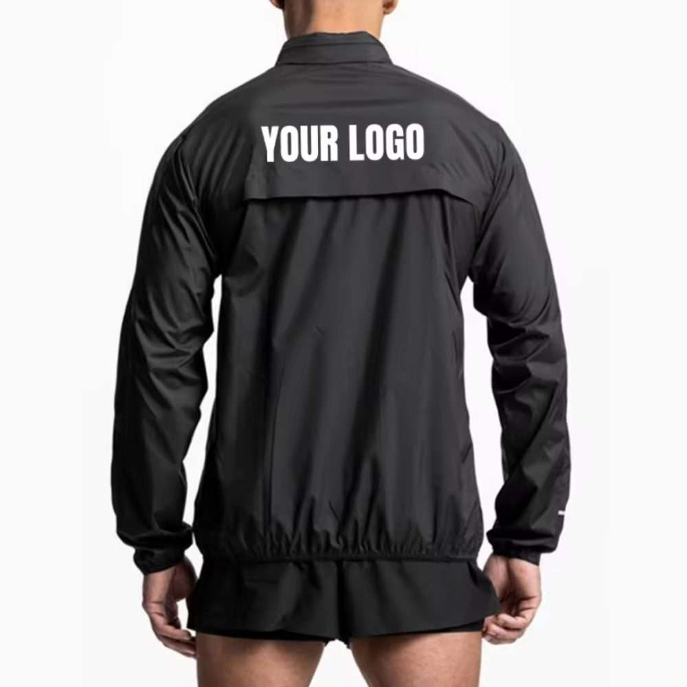 Custom Logo Polyester Hooded Jacket 2025 - Quick Dry Gym Windbreaker for Men