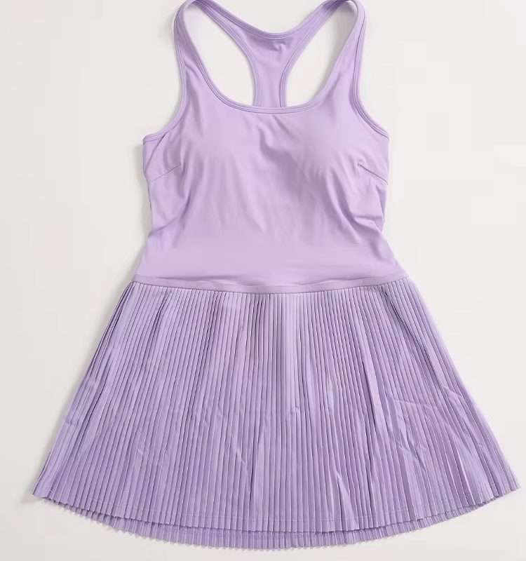 Custom Womens Pleated Tennis Dress 2025 - Breathable 2 in 1 Outdoor Sports Yoga Set