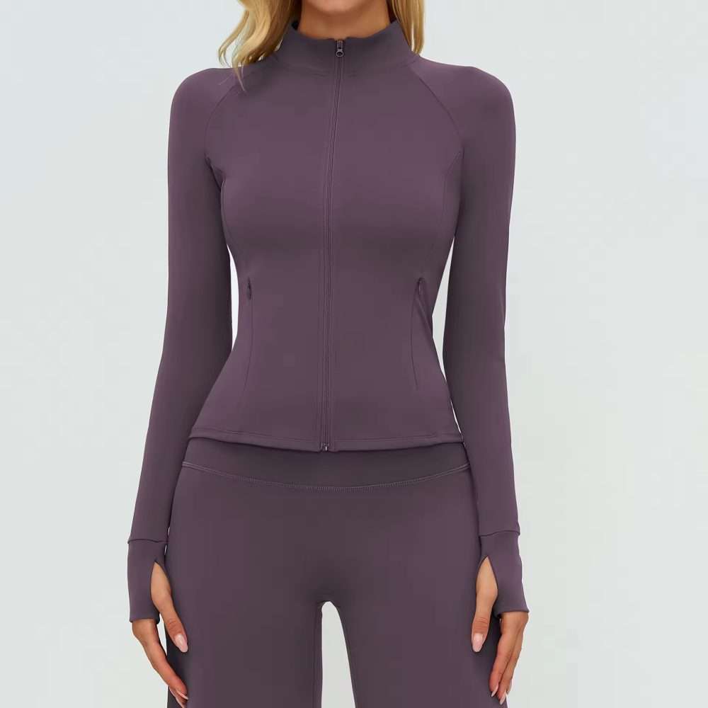 Custom Women Sports Jacket 2025 - Zip Sleeve Thumb Hole Yoga Top & Fitness Wear