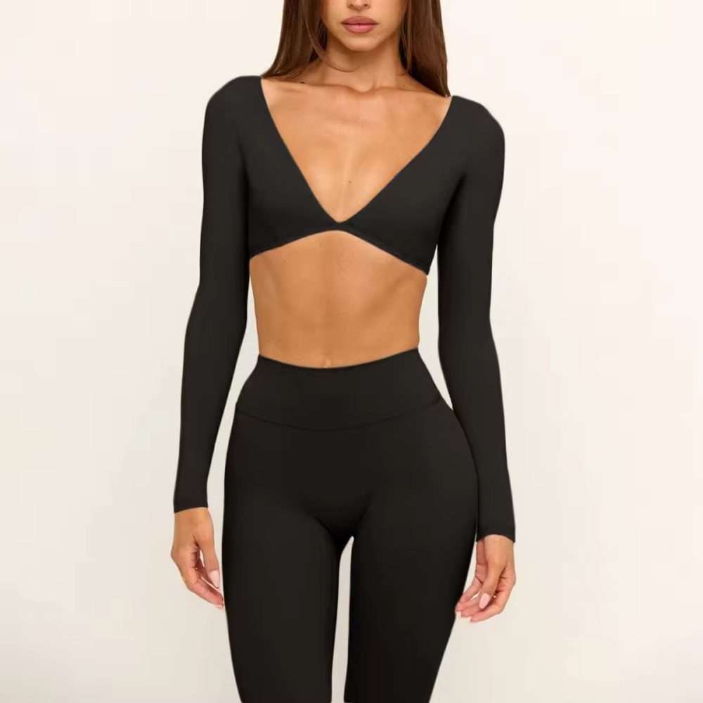Custom V Neck OEM Yoga Top 2026: Quick Dry Long Sleeve Workout Top for Women