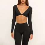Custom V Neck OEM Yoga Top 2026: Quick Dry Long Sleeve Workout Top for Women