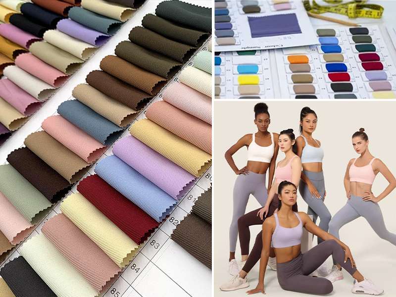 Color fabric swatches for custom yoga wear manufacturer sampling review