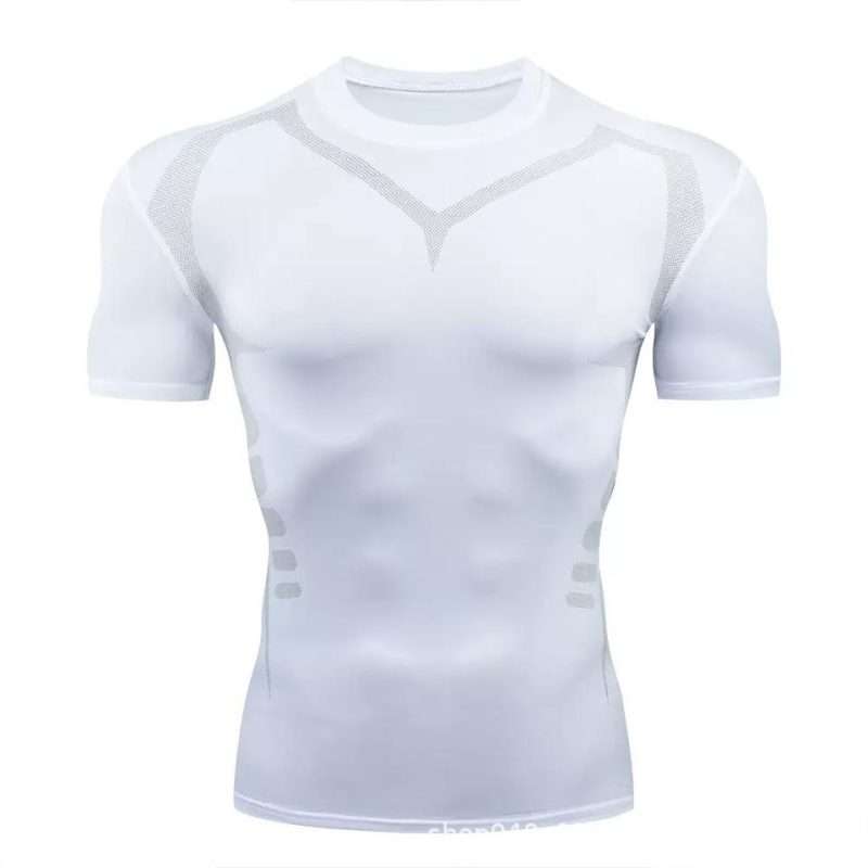 custom mens crew neck short sleeve compression shirt