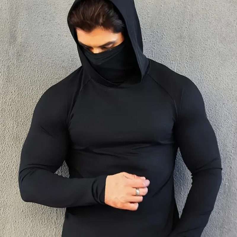 custom mens hooded compression base layer top