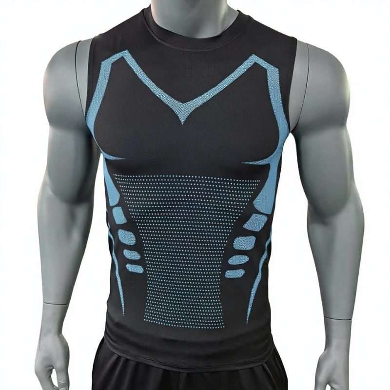 custom mens mesh panel compression tank top