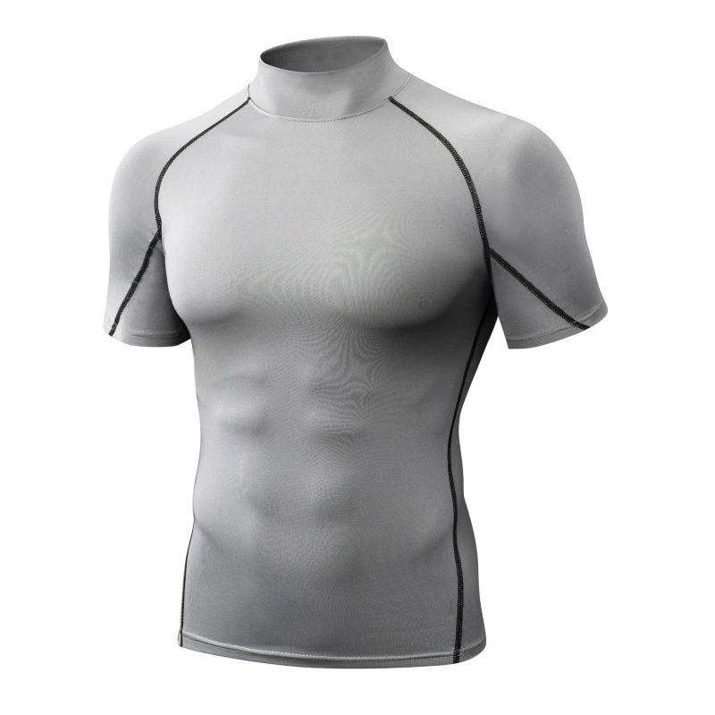 custom mens mock neck short sleeve compression shirt