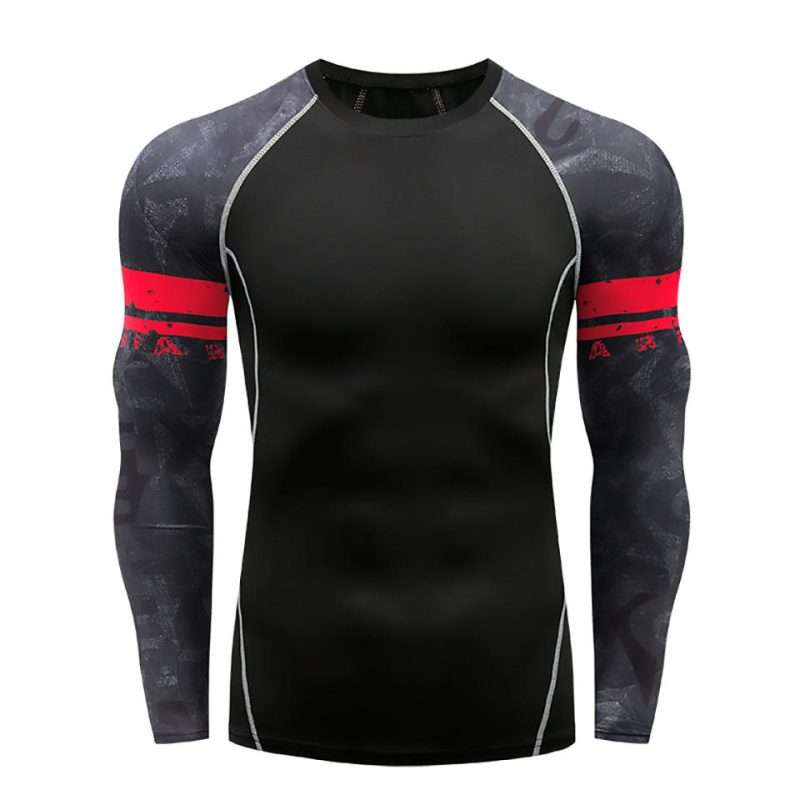 custom mens printed long sleeve compression shirt