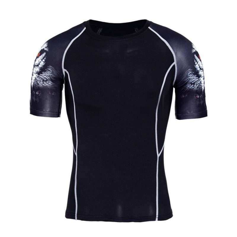 custom mens printed short sleeve compression shirt
