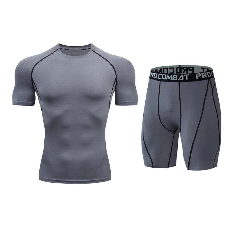 custom mens short sleeve compression workout set