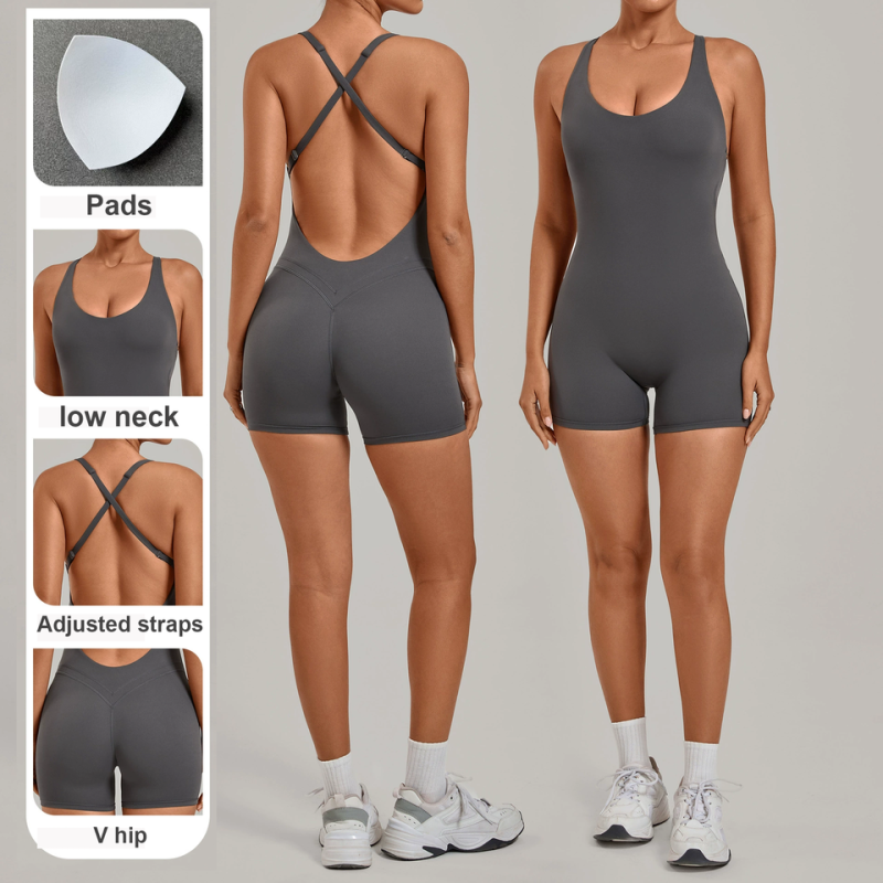 custom womens adjustable cross back yoga romper