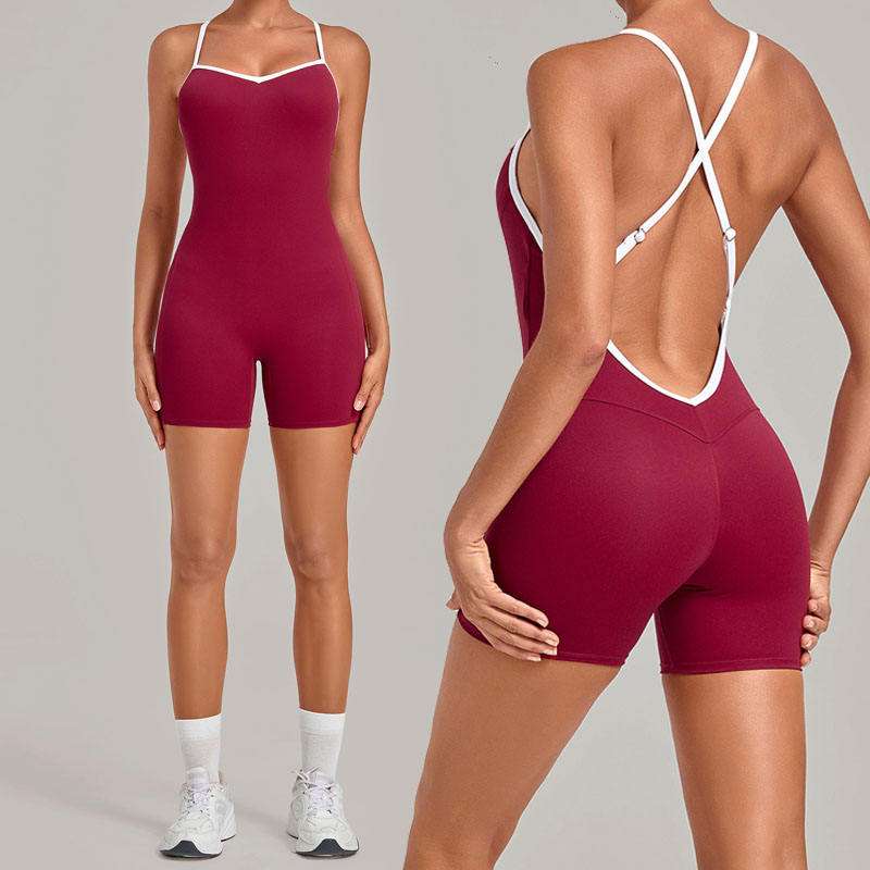 custom womens cross back yoga romper