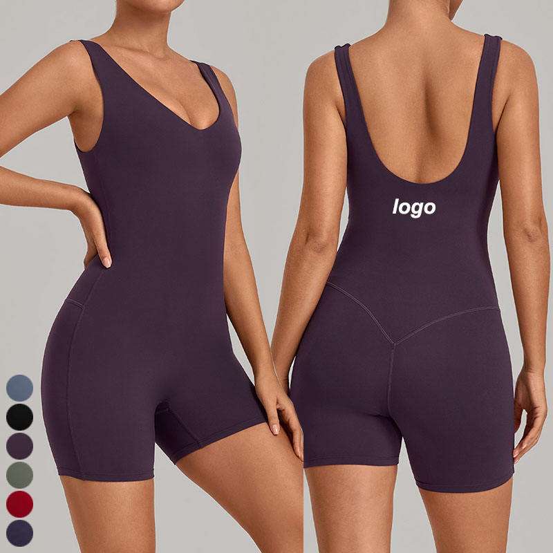 custom womens low neck backless yoga romper