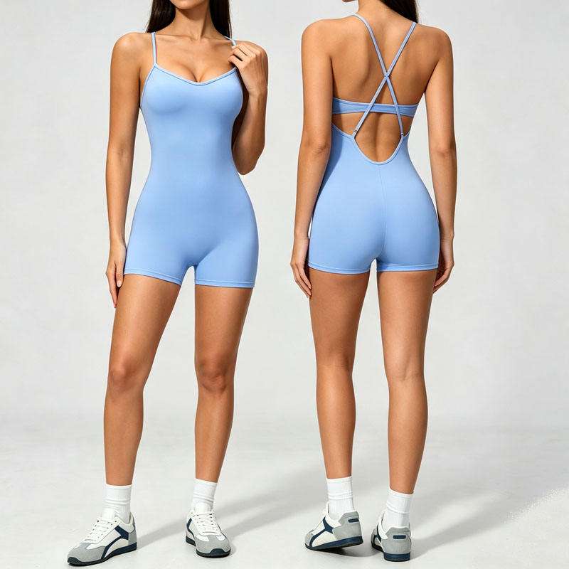 custom womens spaghetti strap cross back yoga romper