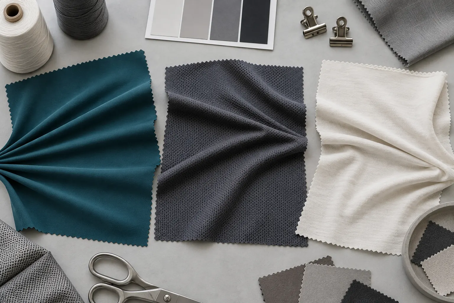 Nylon-spandex, polyester-spandex and cotton-spandex fabric textures